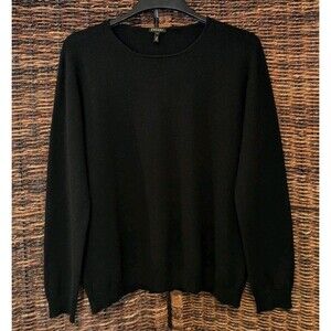 Escada Cashmere Wool Blend Sweater Women's Large Black Minimalist Made in Italy